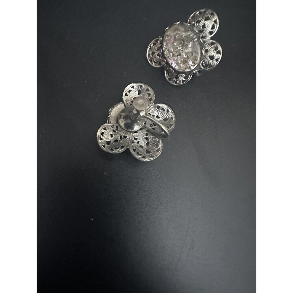 VTG Abalone Butterfly Insect Screw-Back‎ Earrings - Picture 3 of 7